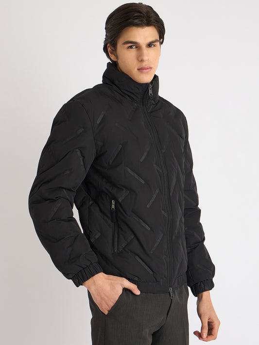 Antony Morato Men Black Solid Stand Collar Full Sleeves Puffer Jacket