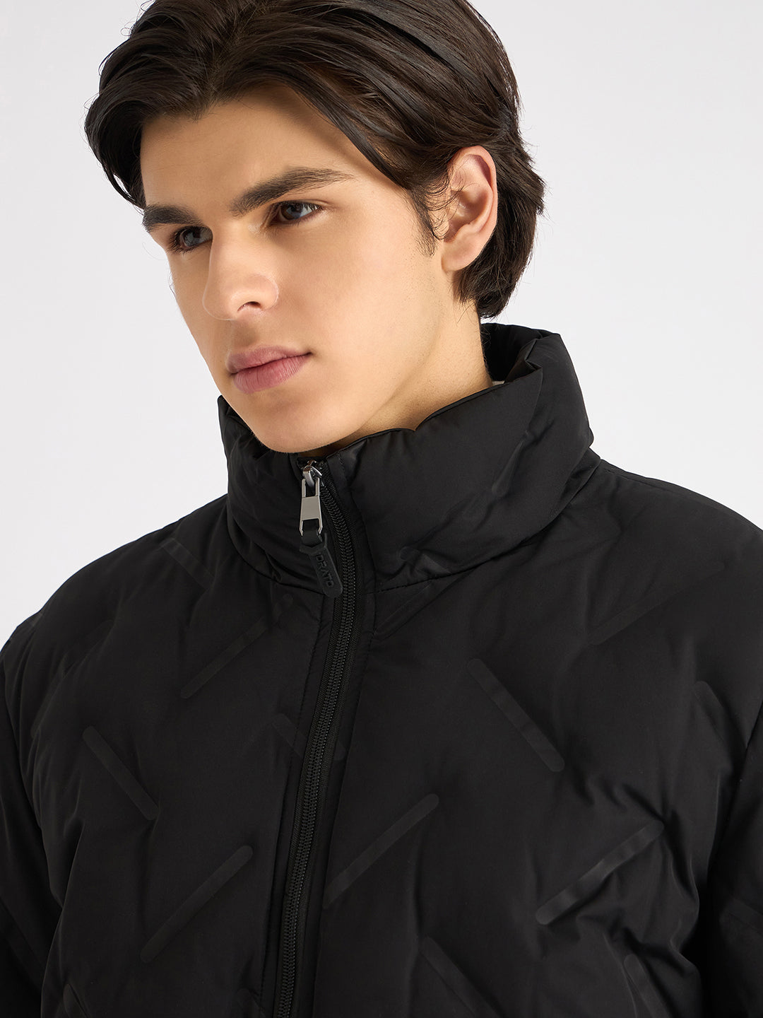 Antony Morato Men Black Solid Stand Collar Full Sleeves Puffer Jacket
