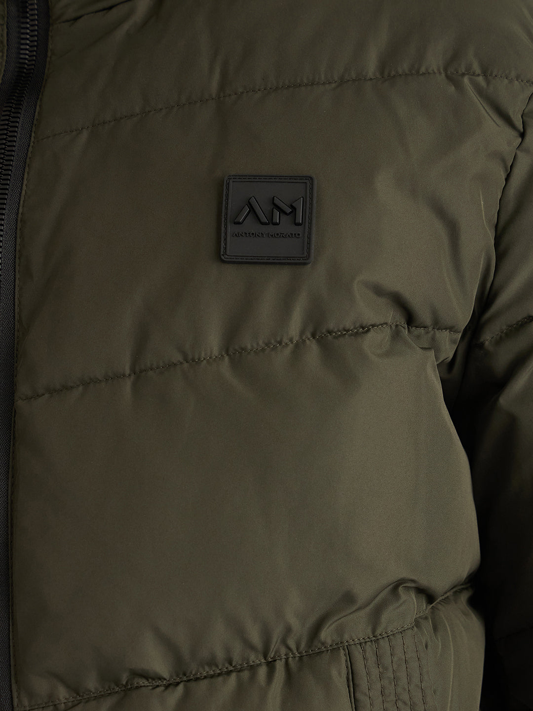 Antony Morato Men Green Solid Hooded Full Sleeves Puffer Jacket