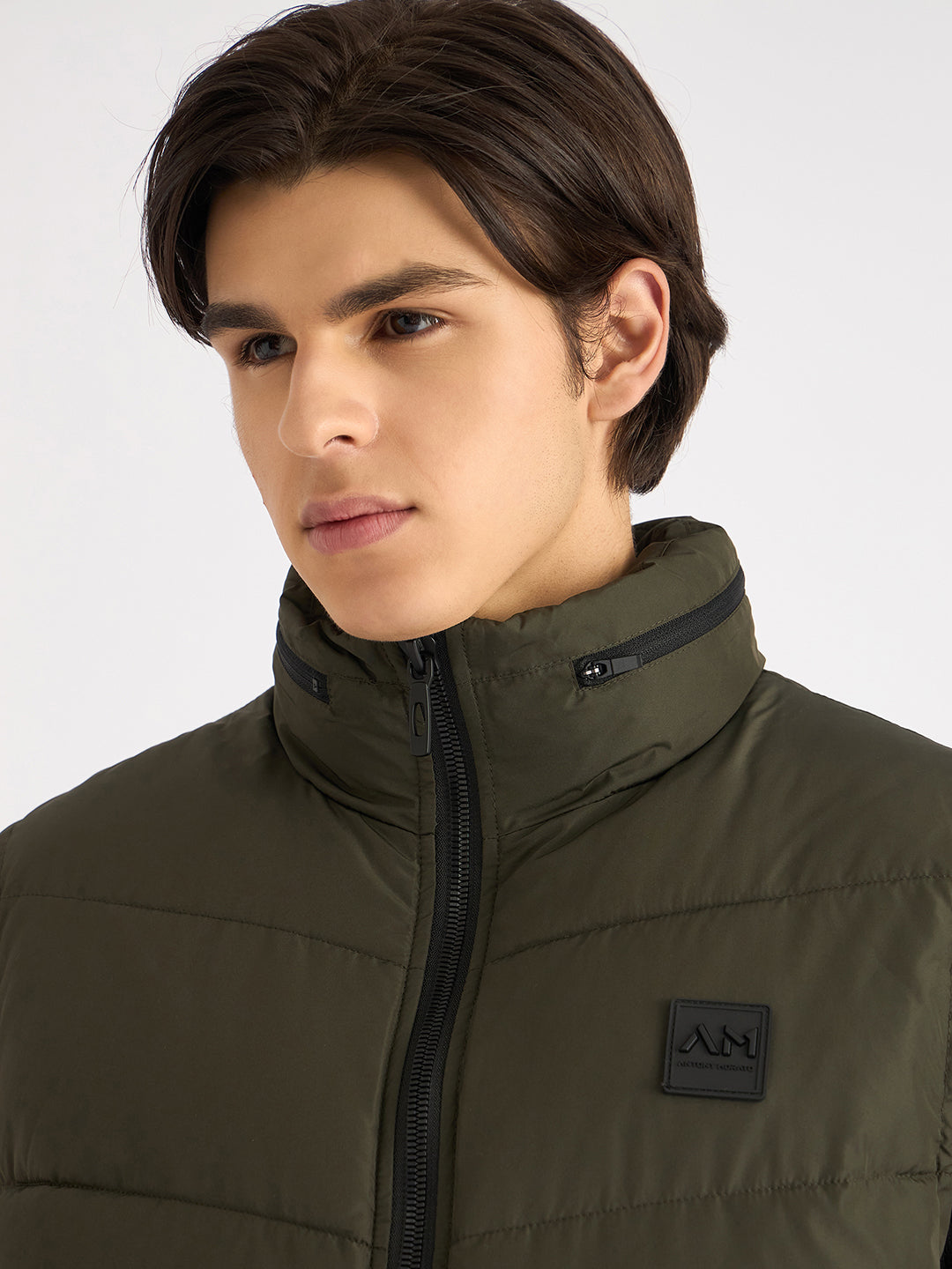 Antony Morato Men Green Solid Hooded Sleeveless Puffer Jacket