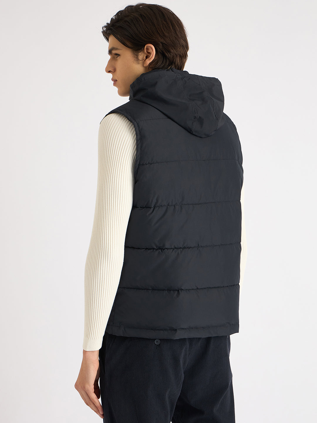 Antony Morato Men Blue Solid Hooded Sleeveless Puffer Jacket