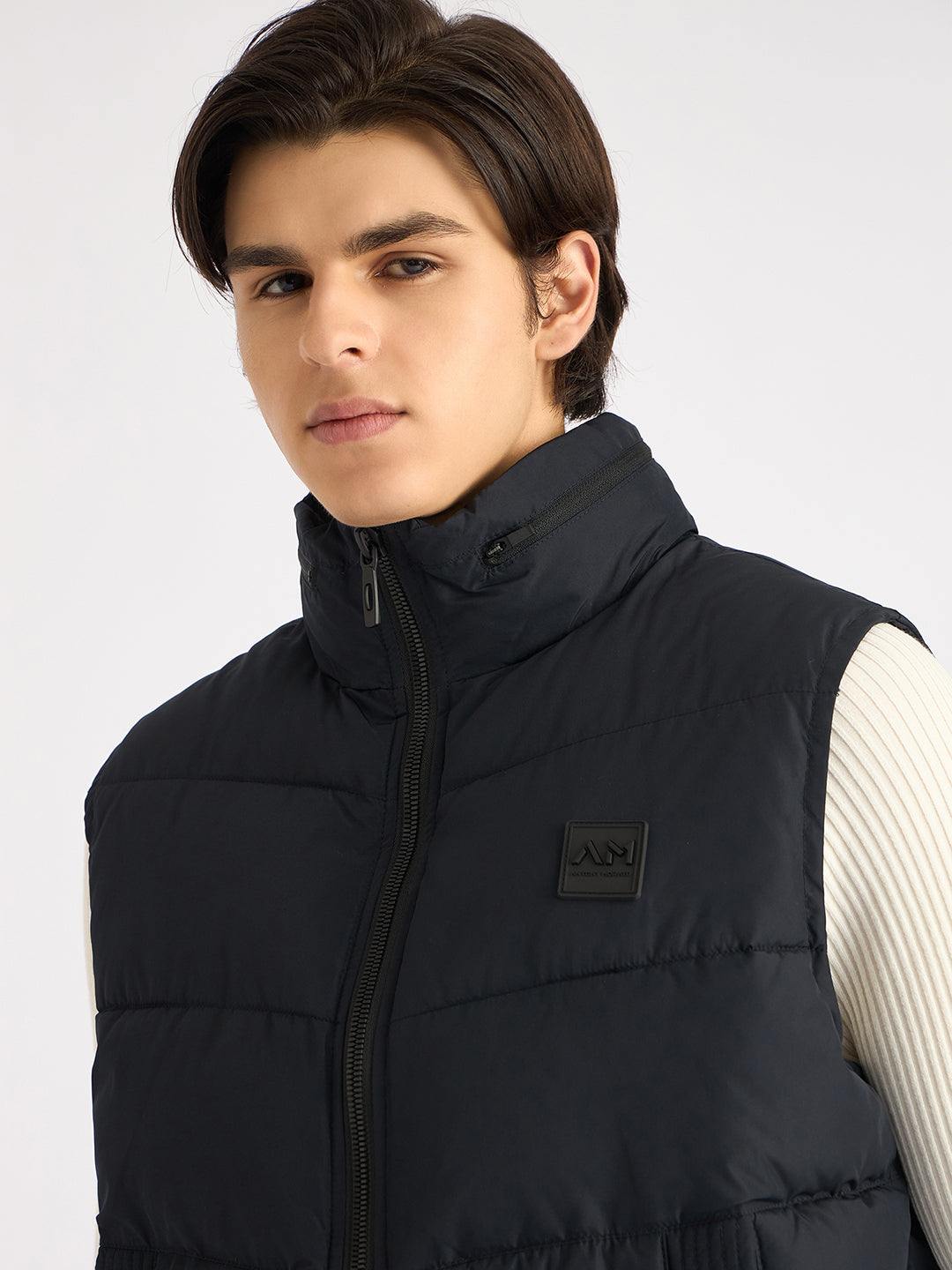 Antony Morato Men Blue Solid Hooded Sleeveless Puffer Jacket
