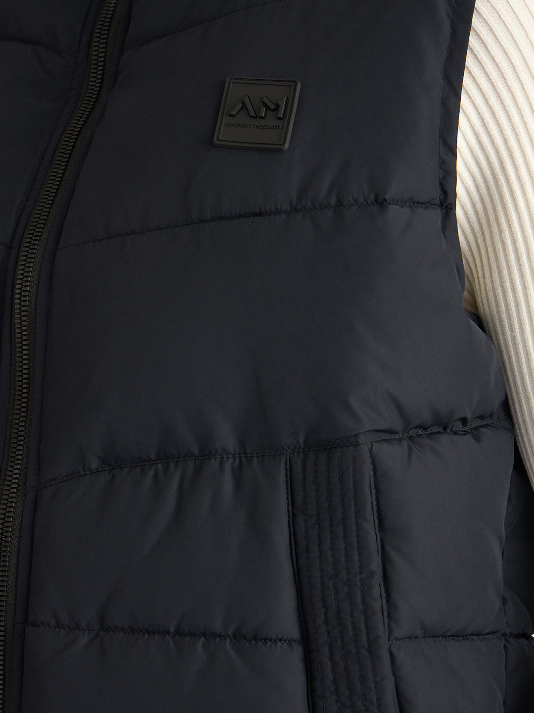 Antony Morato Men Blue Solid Hooded Sleeveless Puffer Jacket