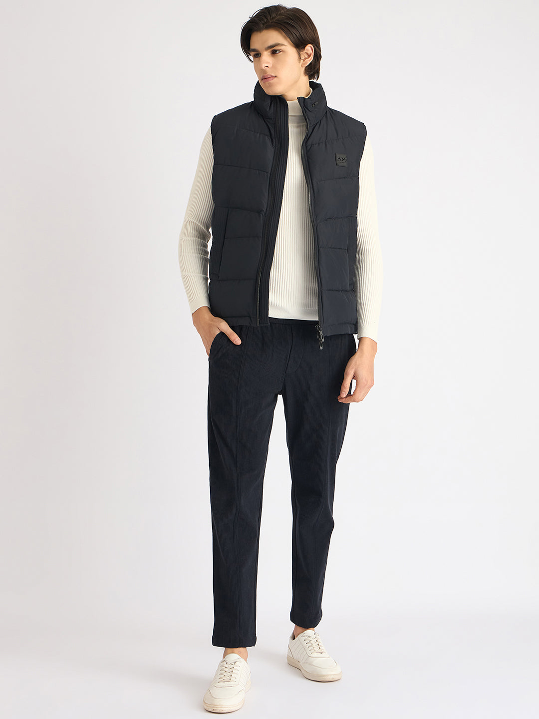 Antony Morato Men Blue Solid Hooded Sleeveless Puffer Jacket