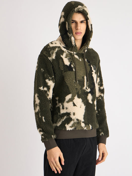 Antony Morato Men Multi-Color Self Design Hooded Full Sleeves Fleece Sweatshirt