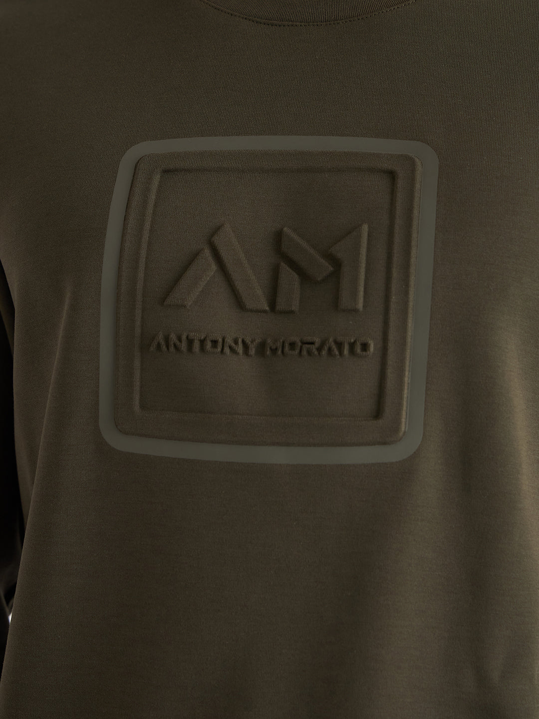 Antony Morato Men Green Solid Round Neck Full Sleeves Sweatshirt