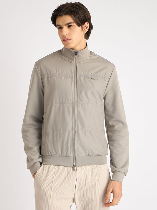 Antony Morato Men Grey Solid High Neck Full Sleeves Sweatshirt