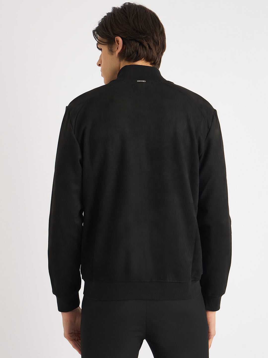 Antony Morato Men Black Solid Stand Collar Full Sleeves Sweatshirt