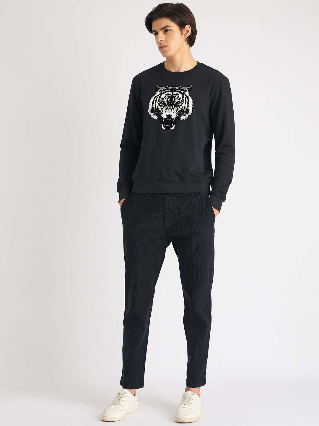 Antony Morato Men Blue Printed Round Neck Full Sleeves Sweatshirt