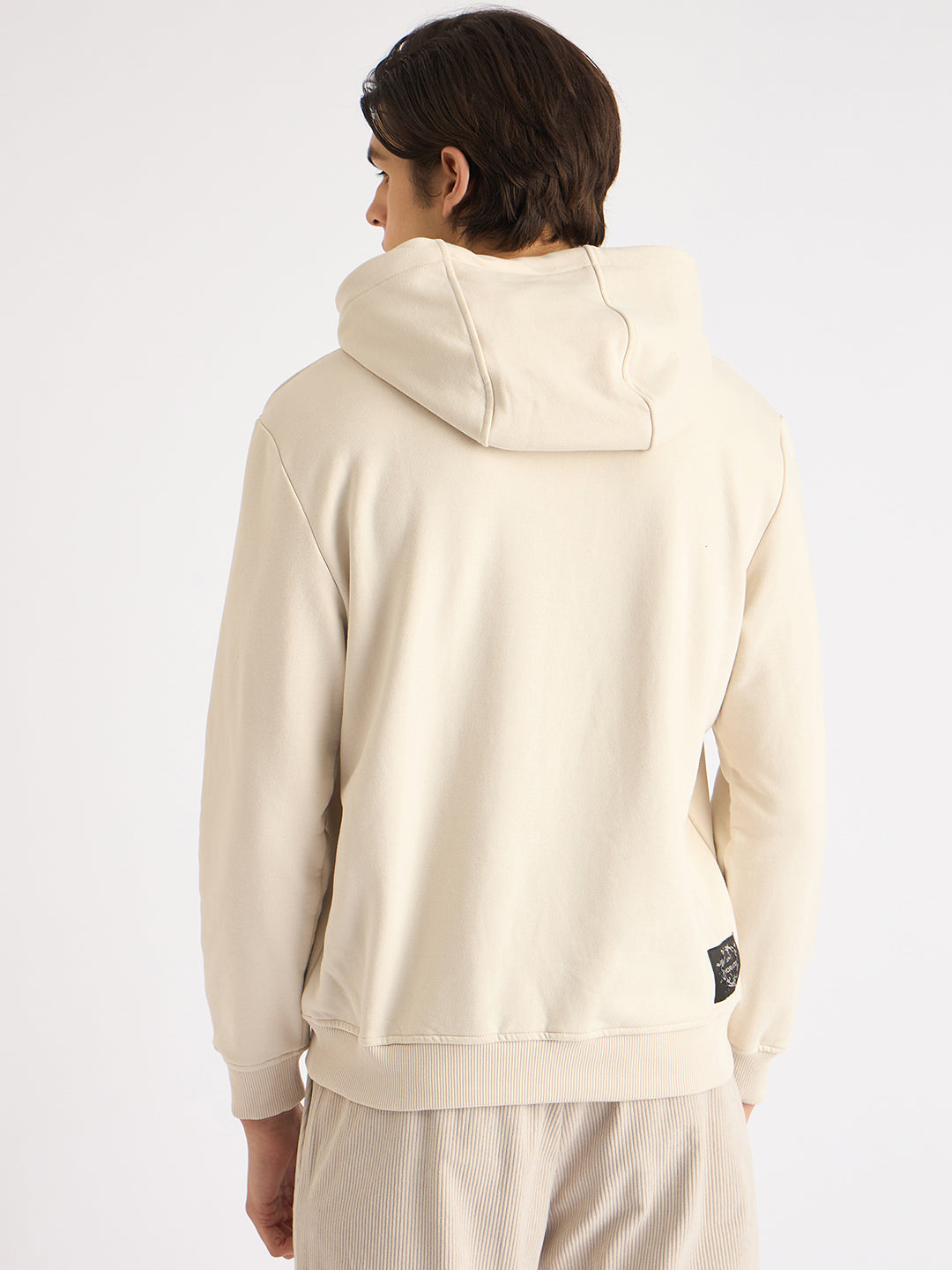 Antony Morato Men Beige Printed Hooded Full Sleeves Sweatshirt