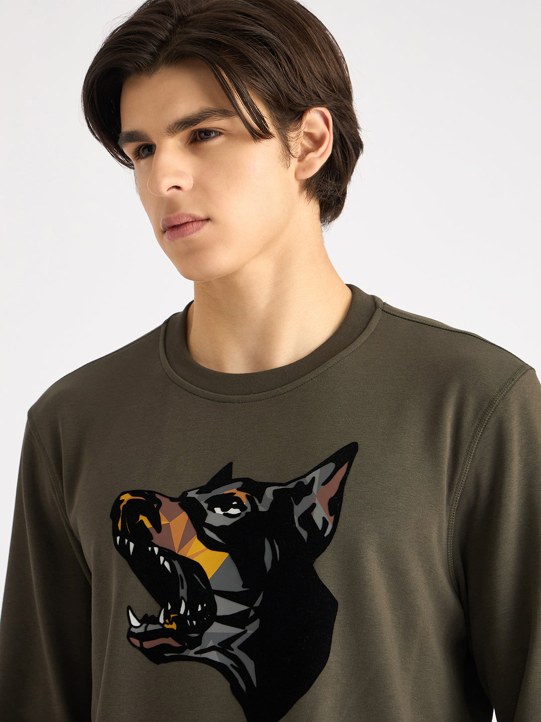 Antony Morato Men Green Printed Round Neck Full Sleeves Sweatshirt