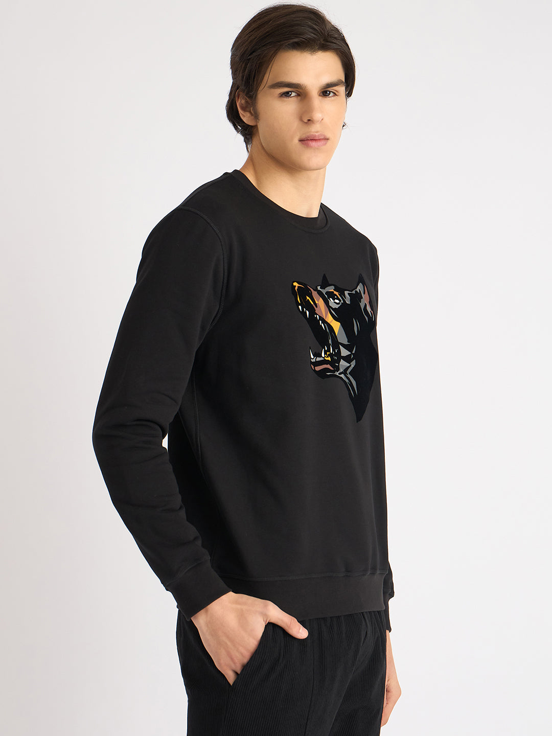 Antony Morato Men Black Printed Round Neck Full Sleeves Sweatshirt