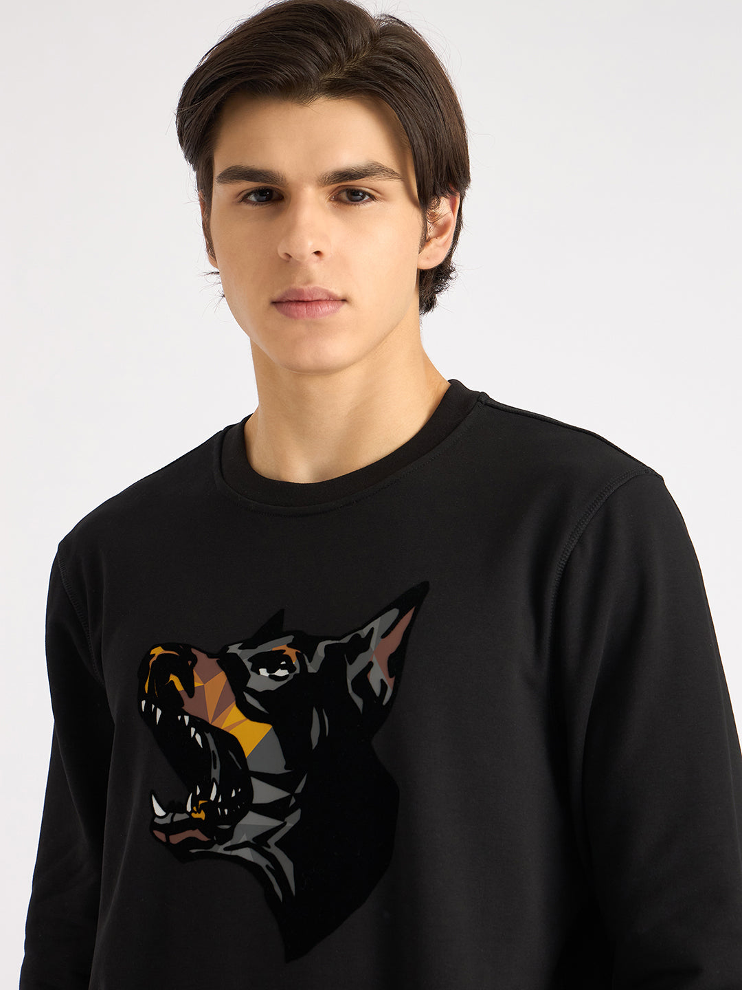 Antony Morato Men Black Printed Round Neck Full Sleeves Sweatshirt