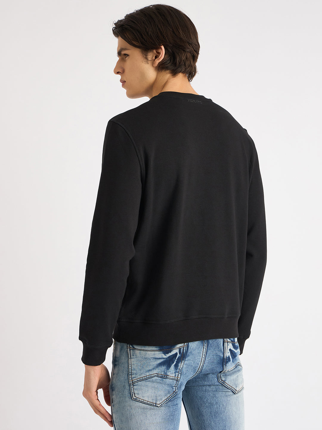 Antony Morato Men Black Printed Round Neck Full Sleeves Sweatshirt