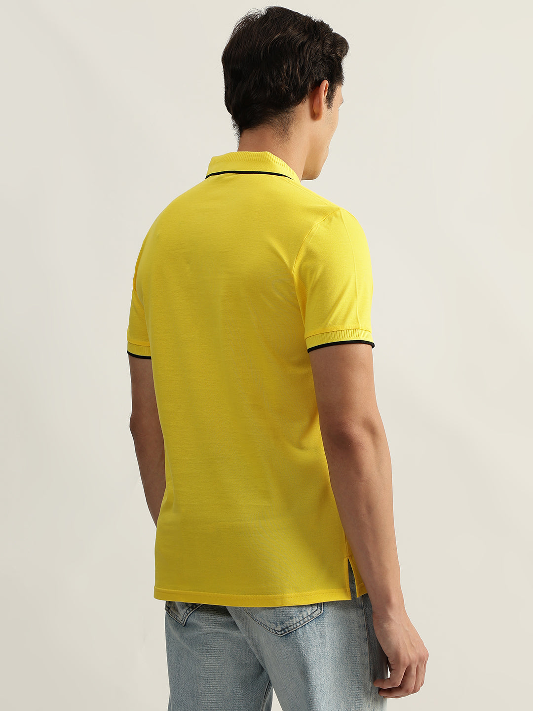 Antony Morato Men Yellow Solid Polo Collar Short Sleeves Tshirt