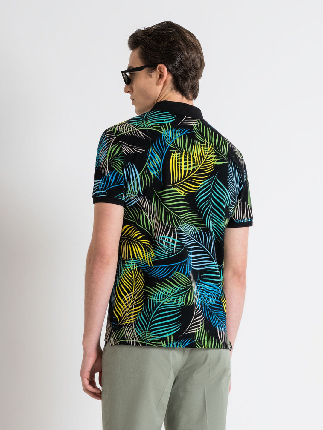 Antony Morato Men Black Printed Collared Short Sleeves Polo Tshirt