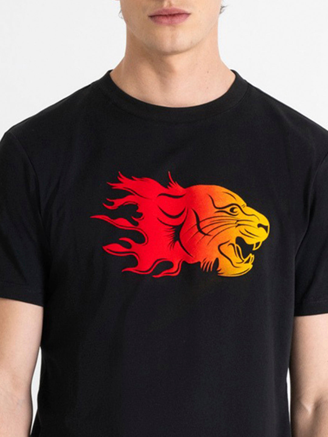 Antony Morato Men Black Printed Round Neck Short Sleeves Tshirt