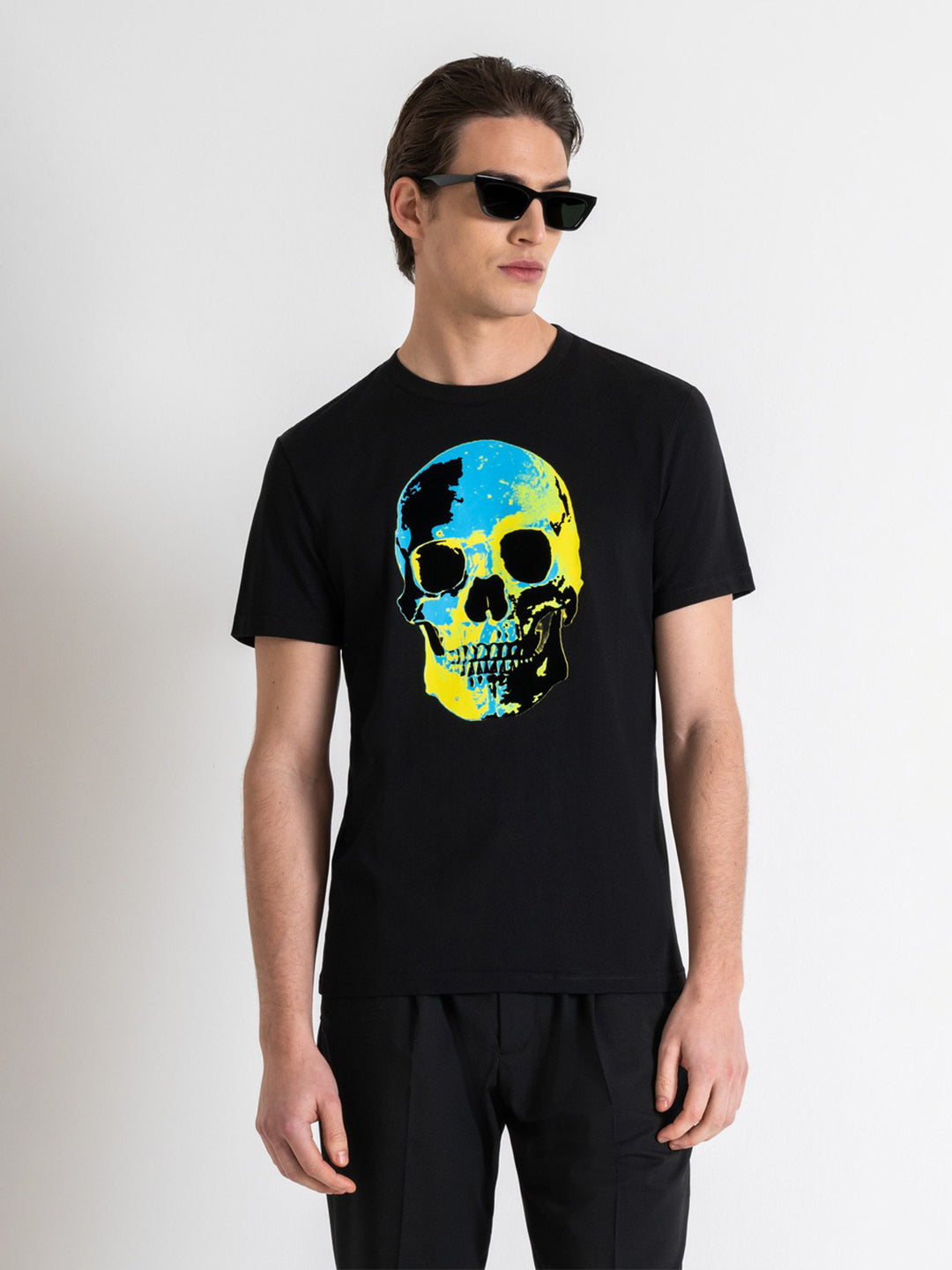 Antony Morato Men Black Printed Round Neck Short Sleeves Tshirt