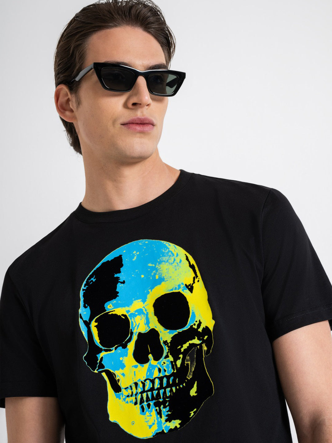 Antony Morato Men Black Printed Round Neck Short Sleeves Tshirt
