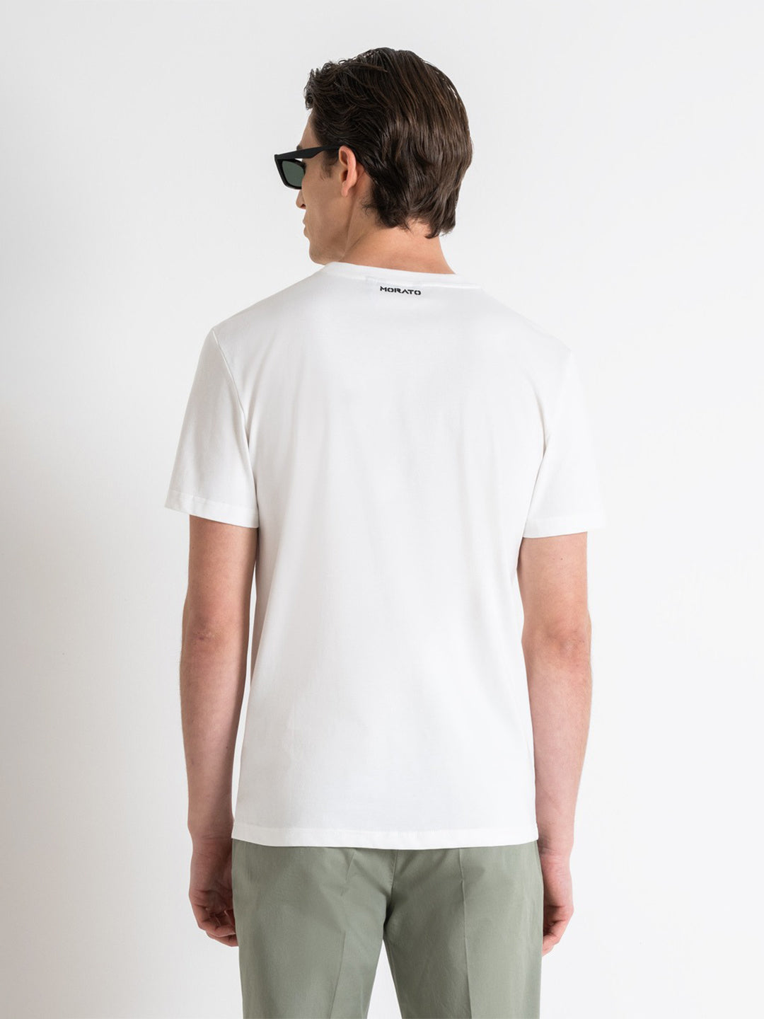 Antony Morato Men Off White Printed Round Neck Short Sleeves Tshirt