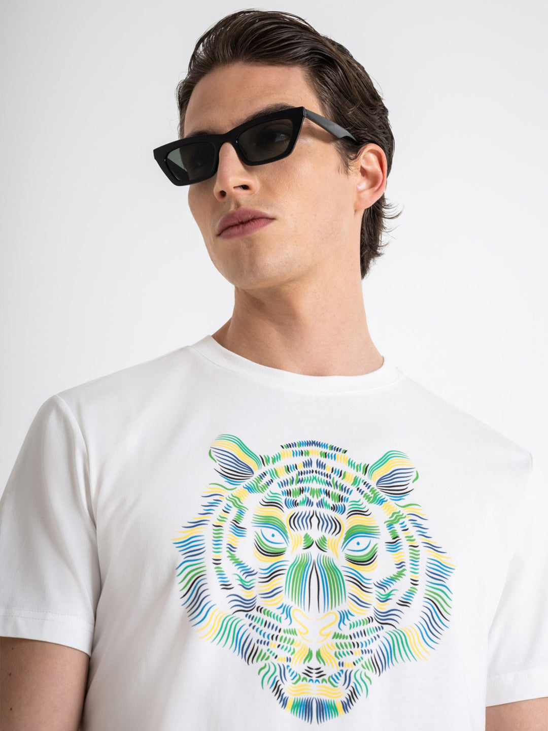 Antony Morato Men Off White Printed Round Neck Short Sleeves Tshirt