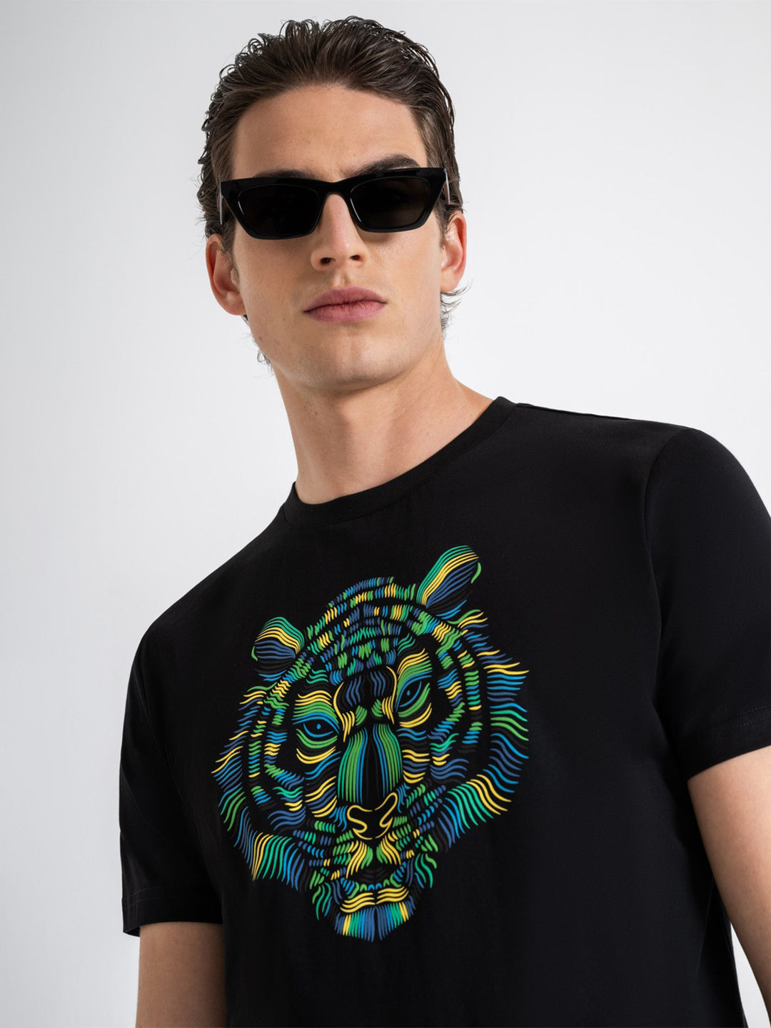 Antony Morato Men Black Printed Round Neck Short Sleeves Tshirt