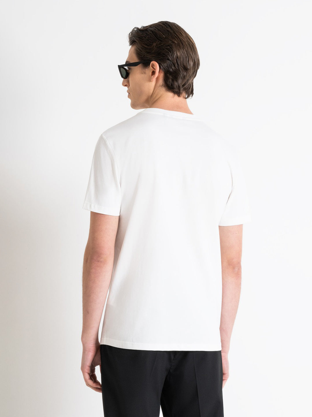 Antony Morato Men Off White Printed Round Neck Short Sleeves Tshirt