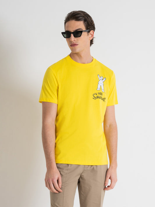 Antony Morato Men Yellow Printed Round Neck Short Sleeves Tshirt