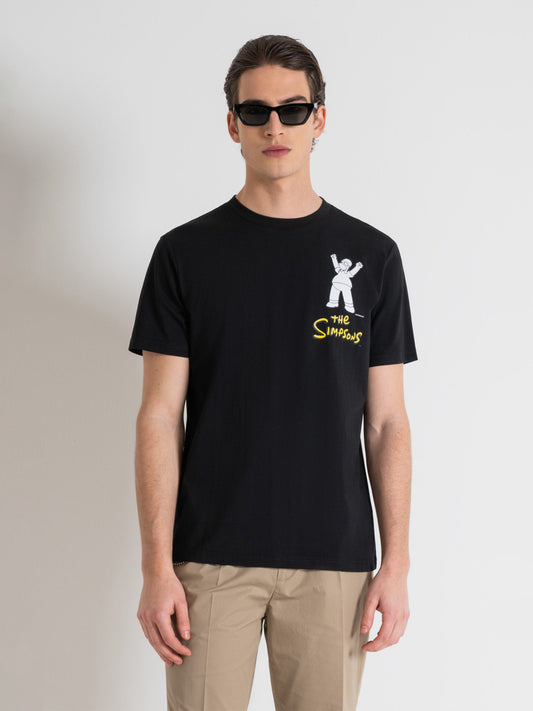 Antony Morato Men Black Printed Round Neck Short Sleeves Tshirt