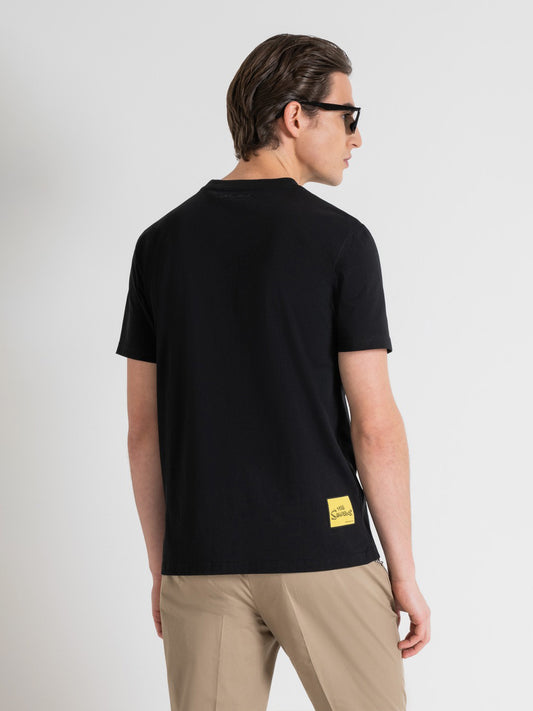 Antony Morato Men Black Printed Round Neck Short Sleeves Tshirt