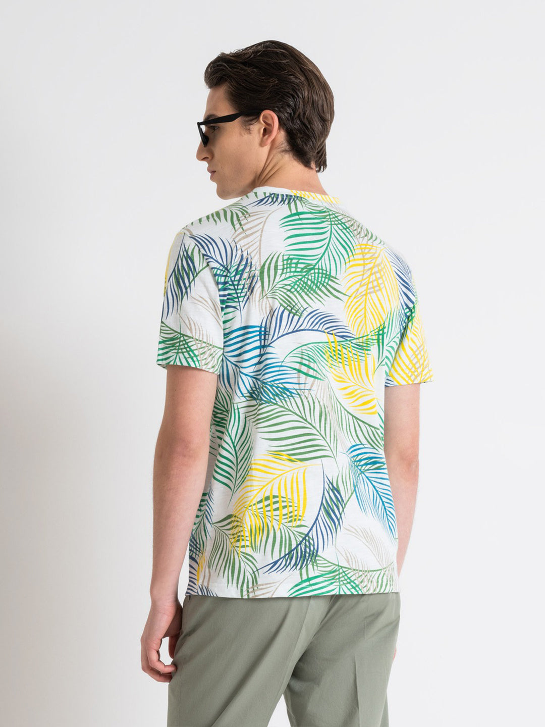 Antony Morato Men Off White Printed Round Neck Short Sleeves Tshirt