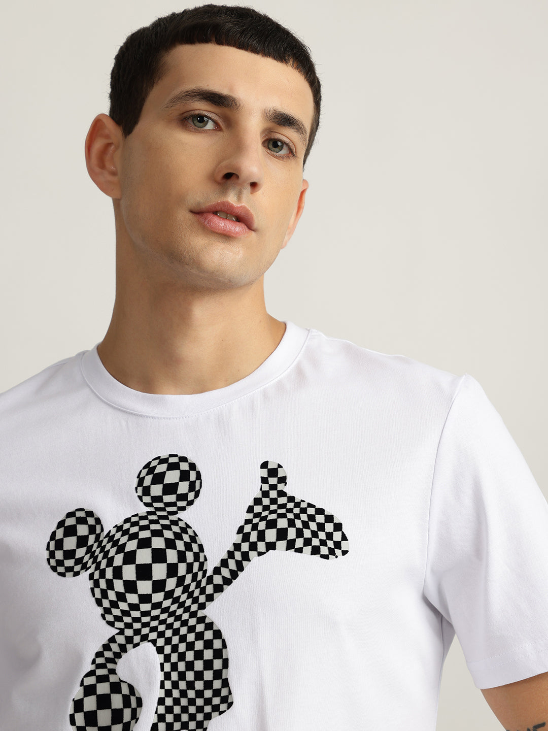 Antony Morato Men White Printed Round Neck Short Sleeves Tshirt