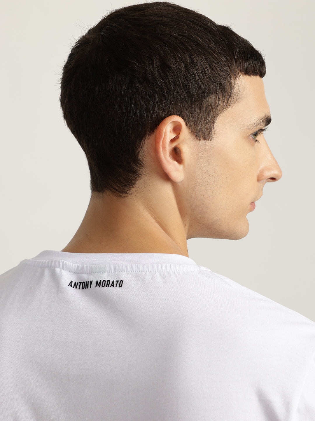 Antony Morato Men White Printed Round Neck Short Sleeves Tshirt