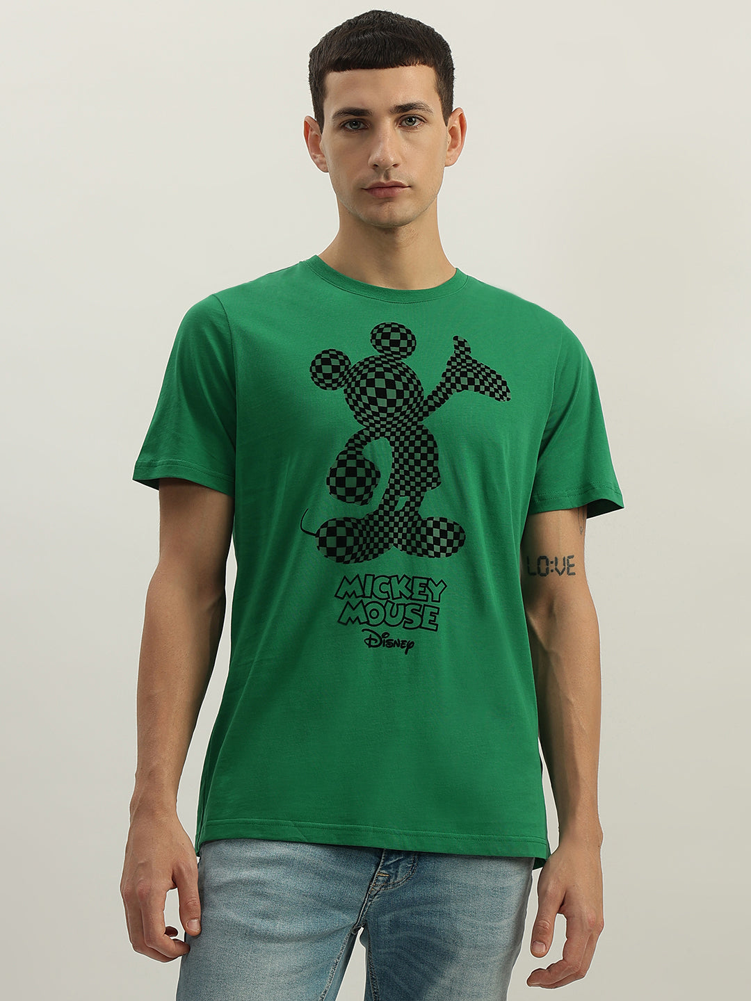 Antony Morato Men Green Printed Round Neck Short Sleeves Tshirt