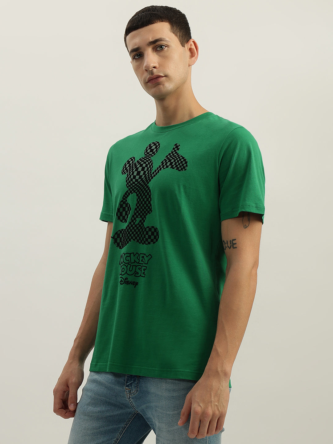 Antony Morato Men Green Printed Round Neck Short Sleeves Tshirt