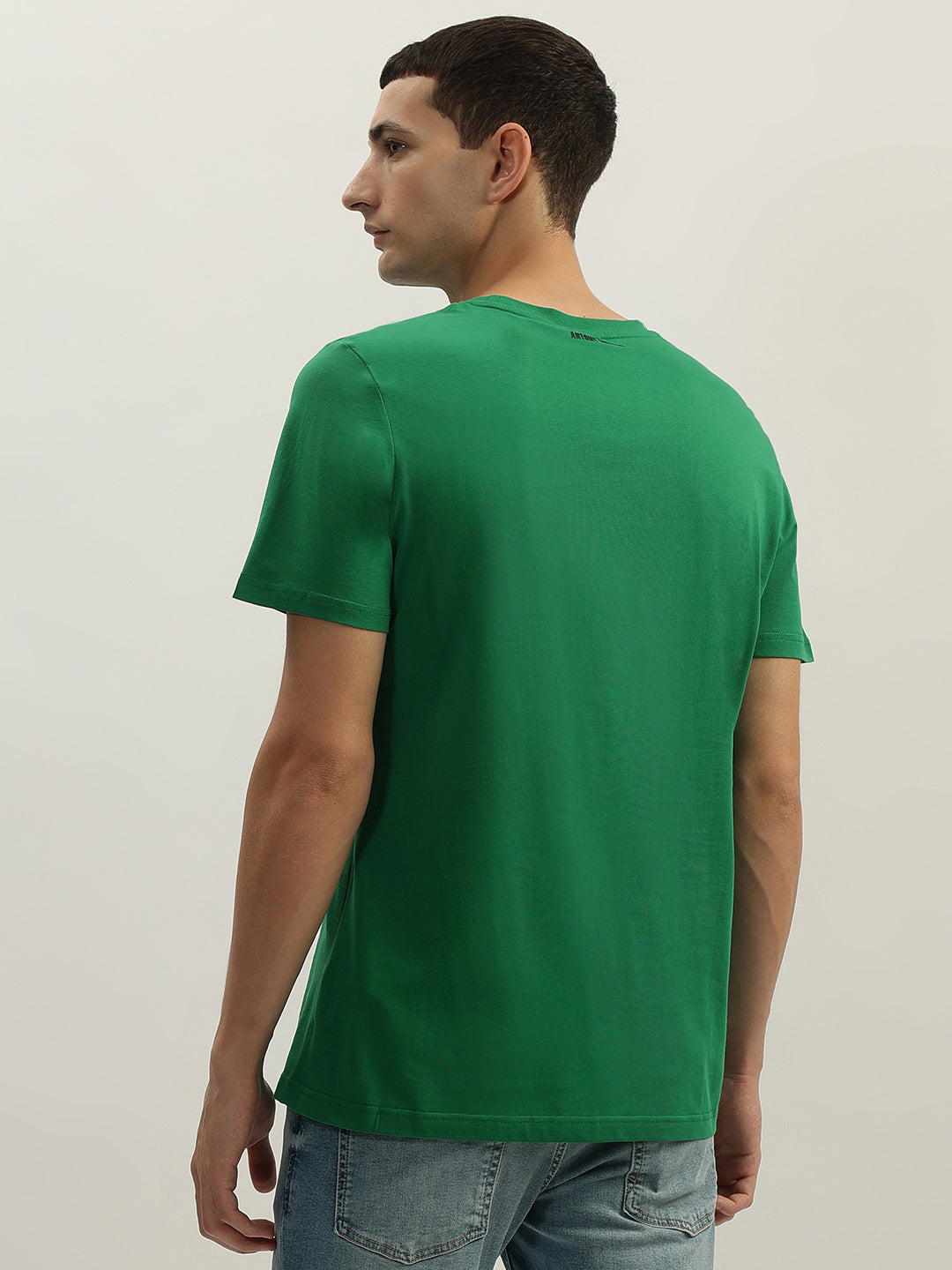 Antony Morato Men Green Printed Round Neck Short Sleeves Tshirt
