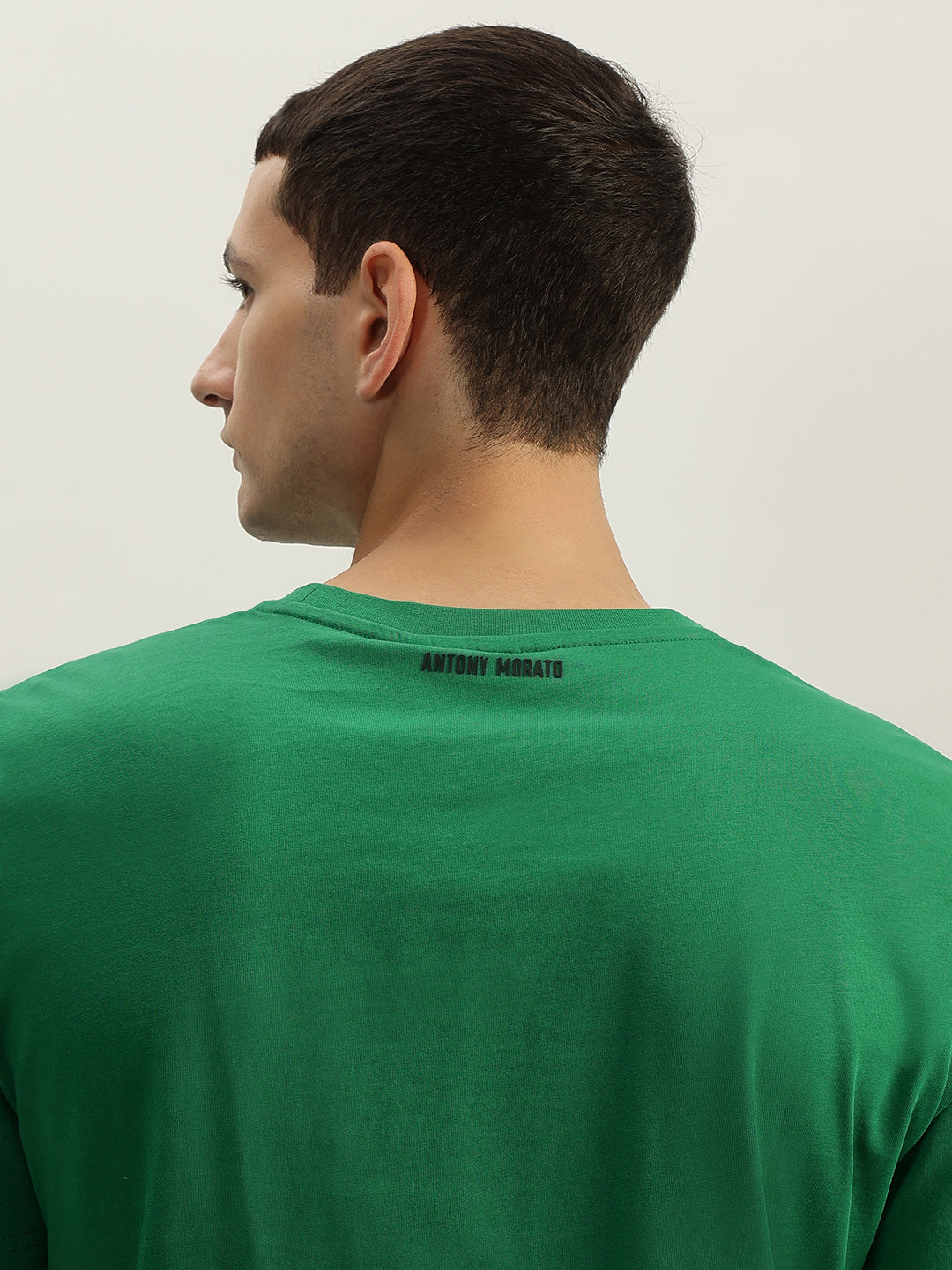 Antony Morato Men Green Printed Round Neck Short Sleeves Tshirt