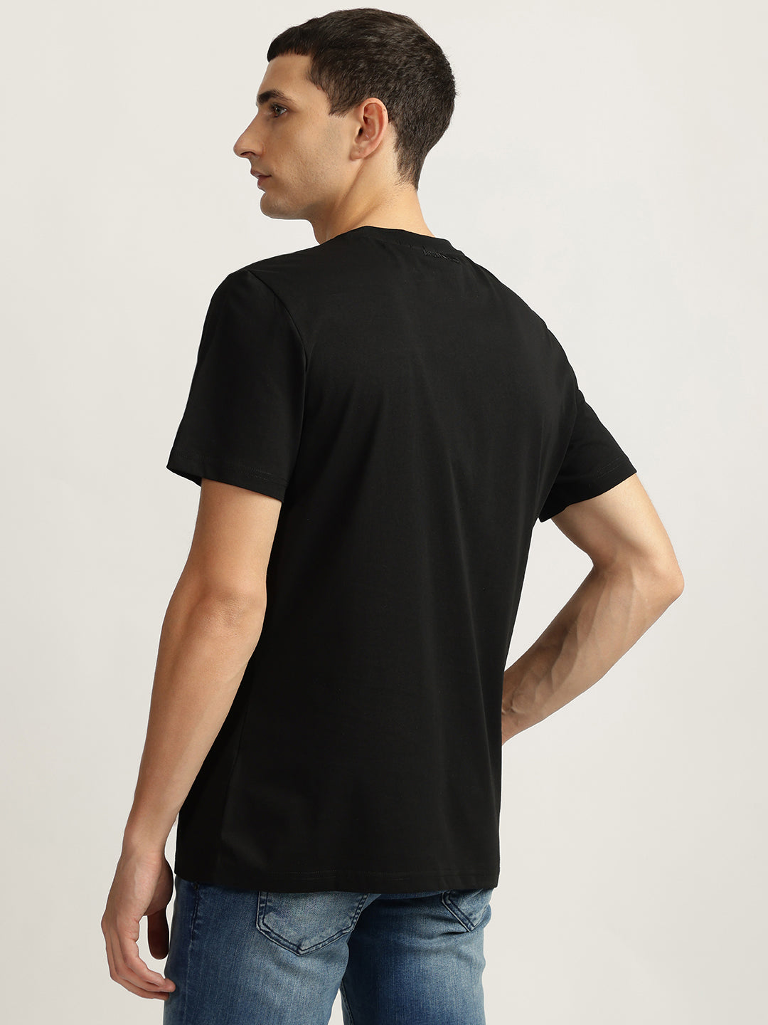 Antony Morato Men Black Printed Round Neck Short Sleeves Tshirt