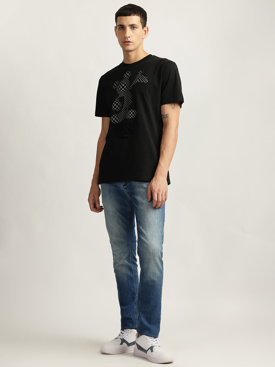 Antony Morato Men Black Printed Round Neck Short Sleeves Tshirt