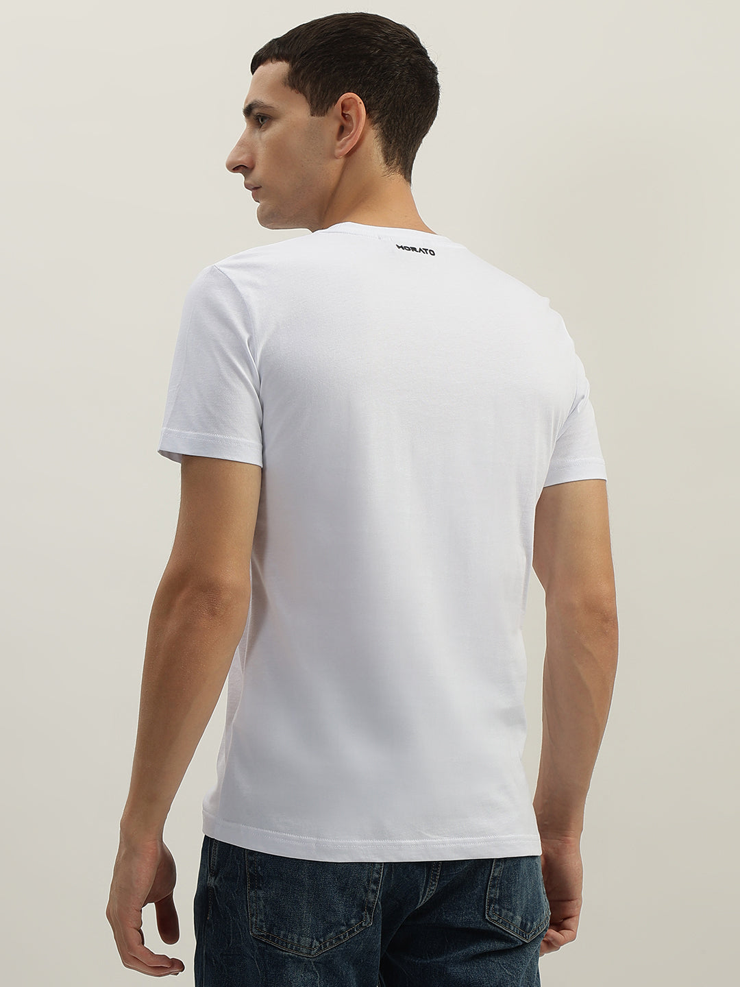 Antony Morato Men White Printed Round Neck Short Sleeves Tshirt