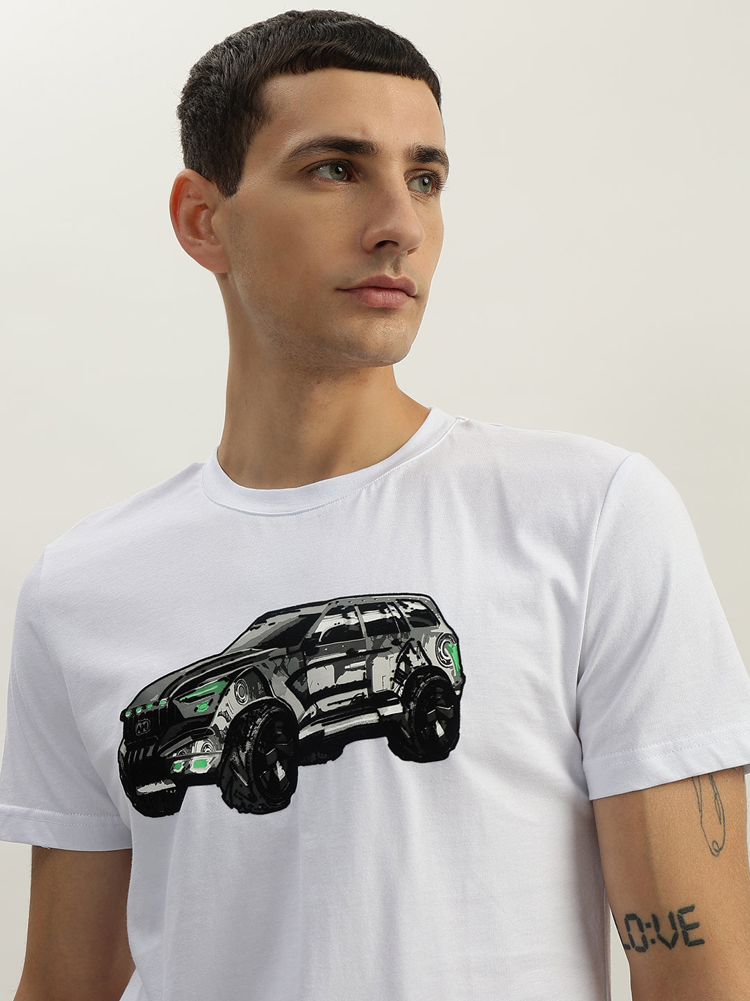 Antony Morato Men White Printed Round Neck Short Sleeves Tshirt
