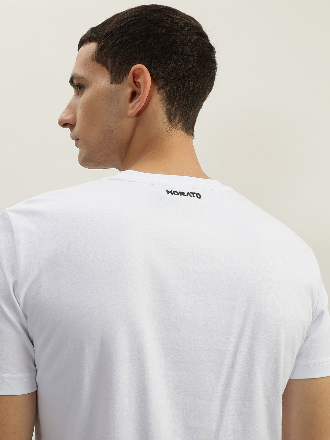 Antony Morato Men White Printed Round Neck Short Sleeves Tshirt