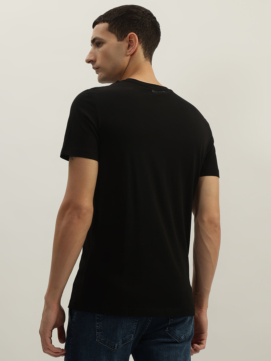 Antony Morato Men Black Printed Round Neck Short Sleeves Tshirt