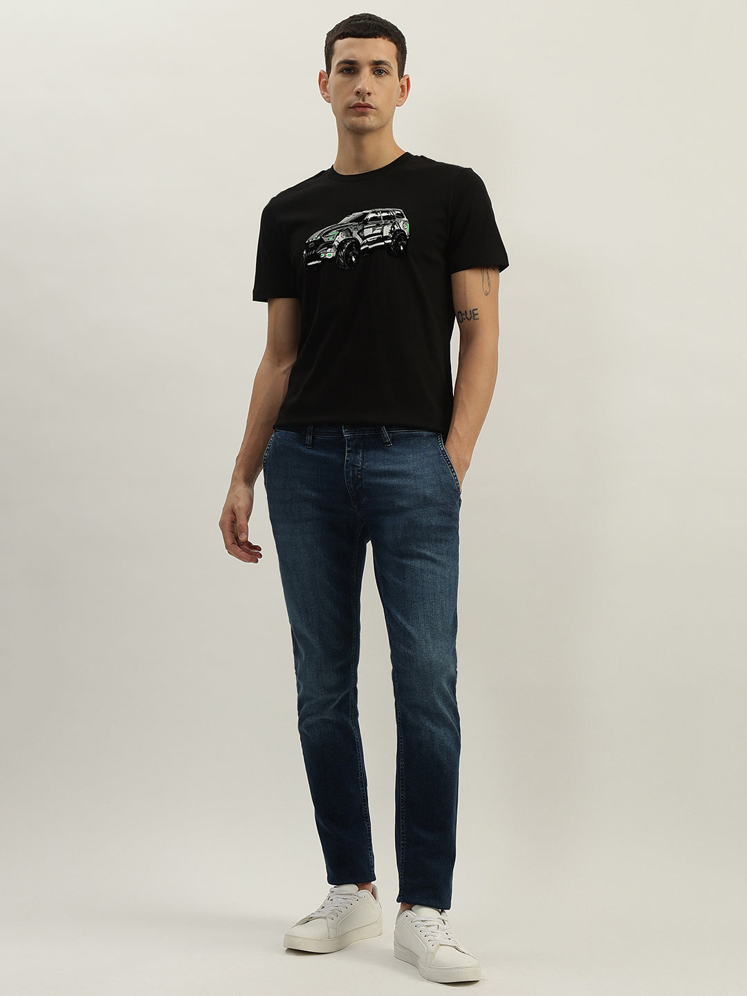 Antony Morato Men Black Printed Round Neck Short Sleeves Tshirt