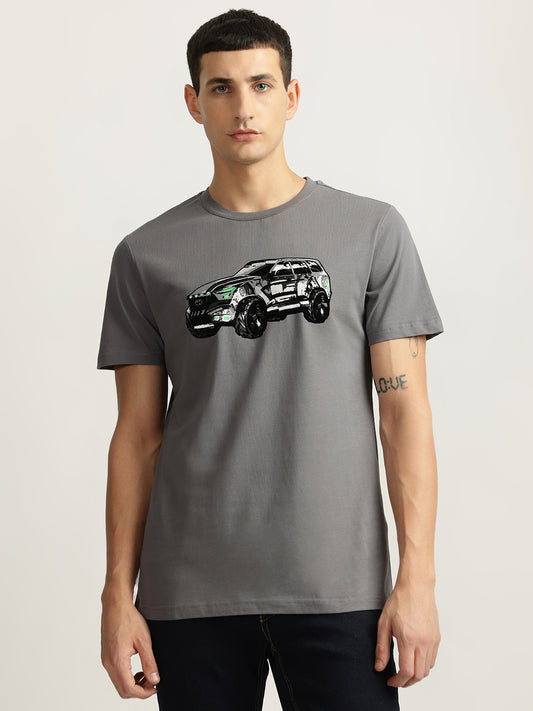 Antony Morato Men Grey Printed Round Neck Short Sleeves Tshirt