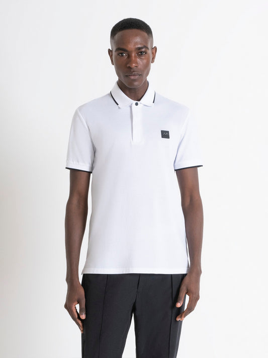 Antony Morato Men White Solid Polo Collar Short Sleeves Tshirt