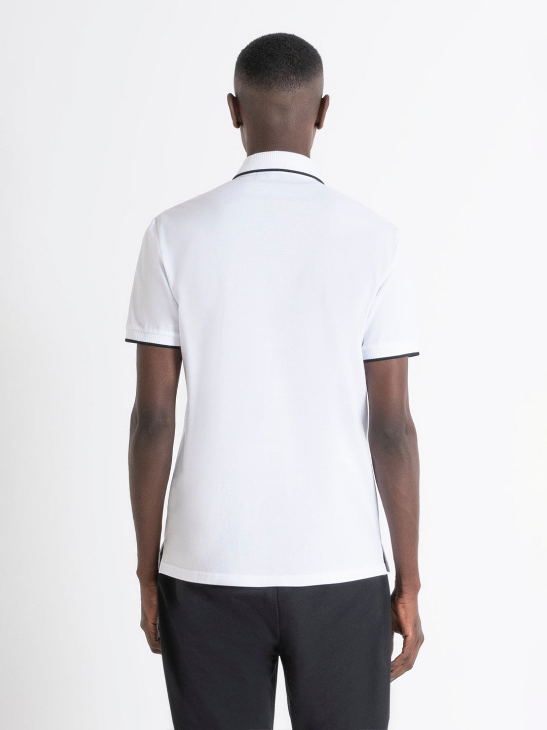 Antony Morato Men White Solid Polo Collar Short Sleeves Tshirt