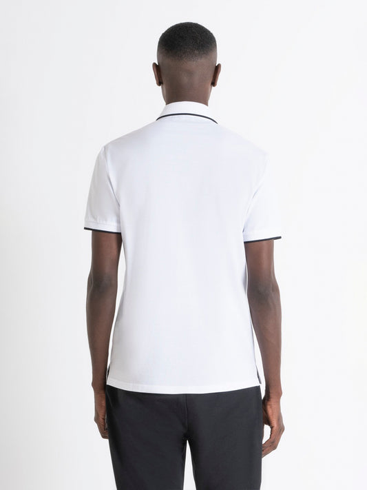 Antony Morato Men White Solid Polo Collar Short Sleeves Tshirt