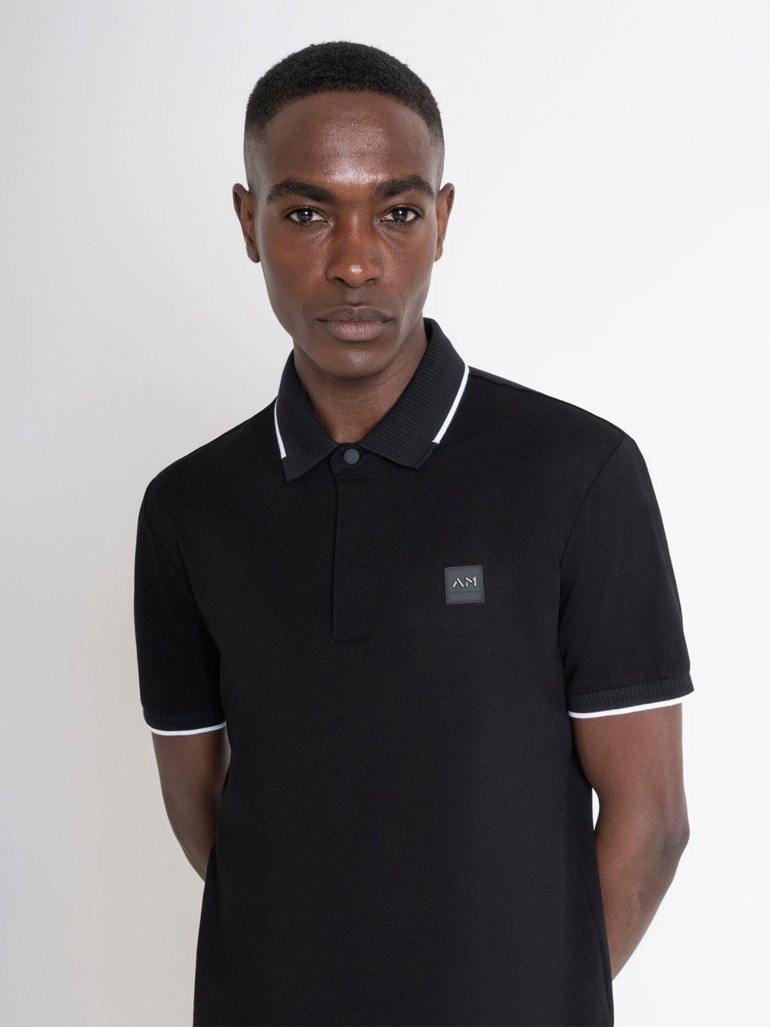 Antony Morato Men Black Solid Polo Collar Short Sleeves Tshirt