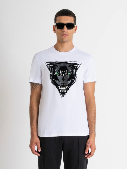 Antony Morato Men White Printed Round Neck Short Sleeves Tshirt